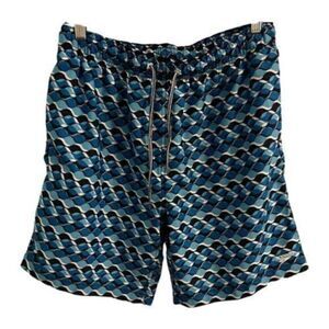 Speedo Swim Trunks Blue and Black. Elastic waist. Size Large.